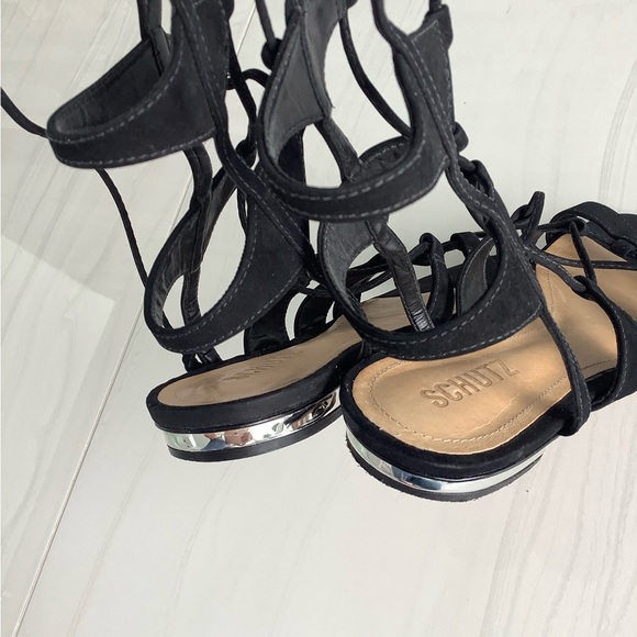 SCHUTZ Black Suede Gladiator Sandals - Picture 3 of 5